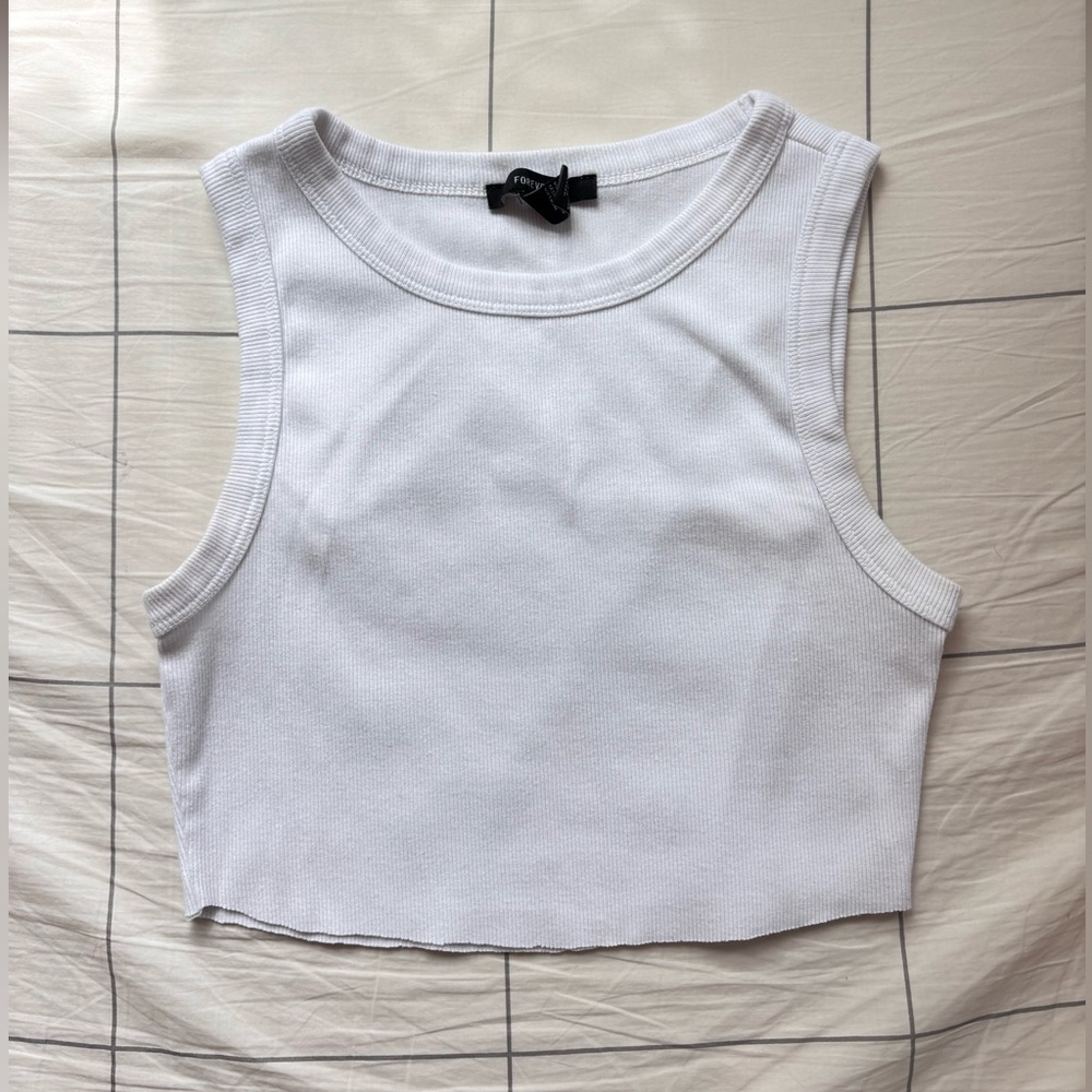 Forever 21 White Cropped Tank Top